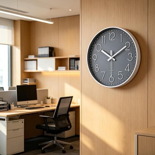 Väggklocka - Modern liten väggklocka, batteridriven, 30 cm, tyst, analog klassisk modell Mörkgrå Dark gray