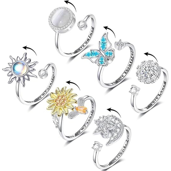 Kvinders Fidget Spinner Ring Sæt B