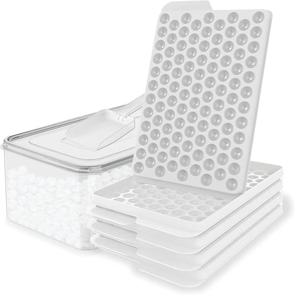 Mini-isbitsformar - 1,4 cm små \"sten\"-isbitar, för att göra iskaffe och cocktails (4-pack) white