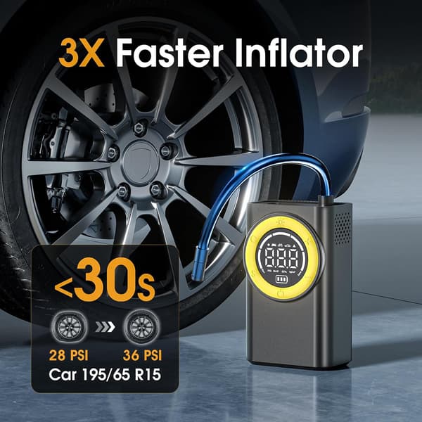 Bärbar Däckpump - 150 PSI Sladdlös Luftpump med Digital Tryckmätare
