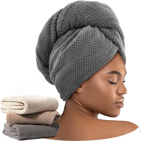 Hårhåndkle i mikrofiber, superabsorberende (1 stk, grå)
