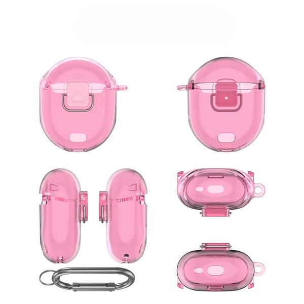 Fodral för Google Pixel Buds Pro 2, med låsklämma, karbinhake 1 st Transparent Pink