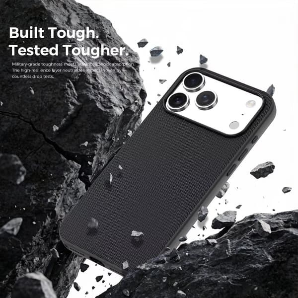 Etui til iPhone 17 Pro Max, premium vævet-tekstur finish, faldresistent og stødabsorberende sort black