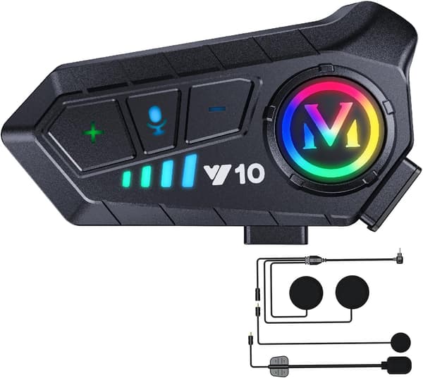 Støyreduserende motorsykkelhjelm-intercom med Bluetooth 5.0 (svart)