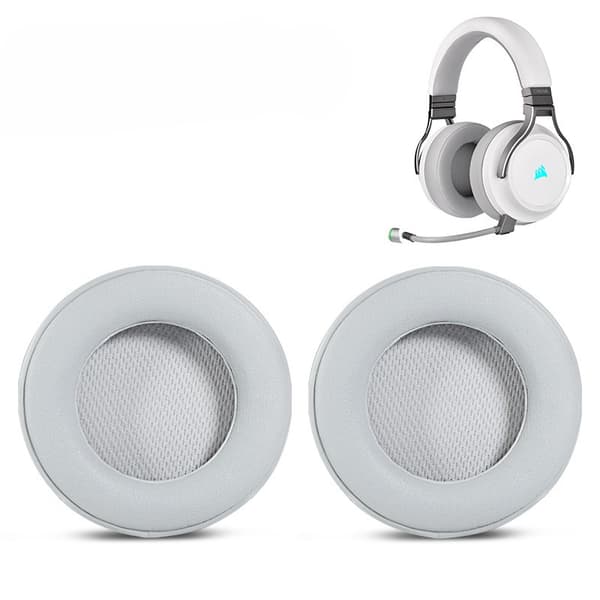 Erstatningsørekopper til Corsair Virtuoso RGB Wireless SE Headset Hovedtelefoner, proteinlæder Grå Grey