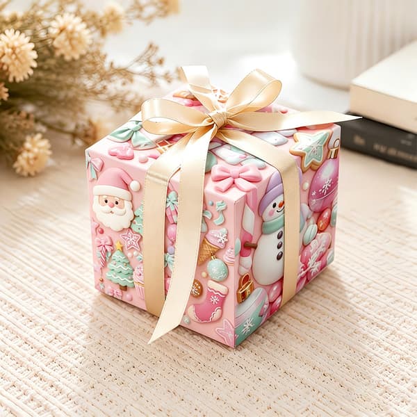 Julklappspapper, presentpapper, 1 rulle (43 x 500 cm) Snöflinga glass Snowflake ice cream