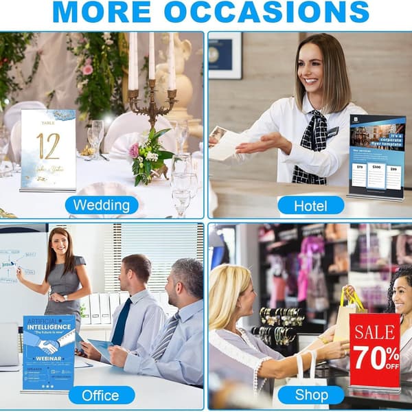 Dubbelsidiga displayställ i akryl, 3-pack (8,5x11 tum)