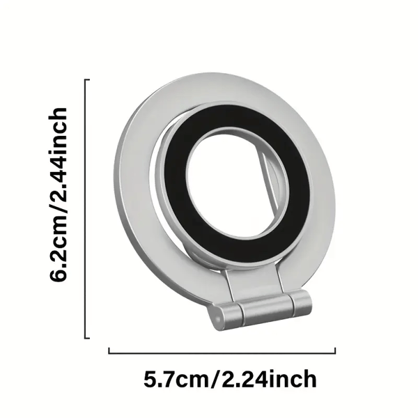 Dobbeltsidig magnetisk fingertelefonholder, 360-graders rotasjon, sammenleggbart stativ Sølv Silver