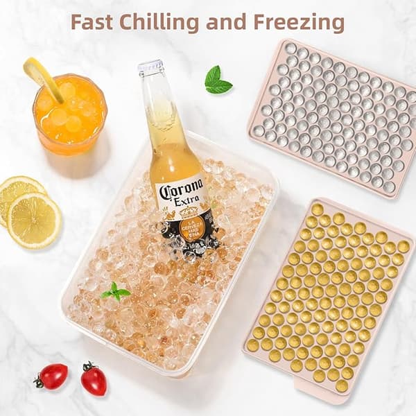 Mini-isbitsformar - 1,4 cm små \"sten\"-isbitar, för att göra iskaffe och cocktails (4-pack) pink