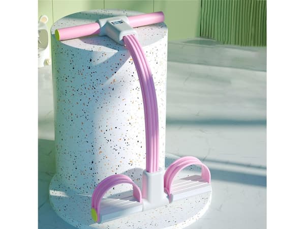 Elastisk modstandsbånd med pedal, 6 rør, til Pilates træning pink pink