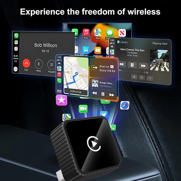 2026-mallin langaton CarPlay- ja Android Auto -sovitin iPhonelle/Androidille – Plug-and-Play automaattinen yhteys, musta Black