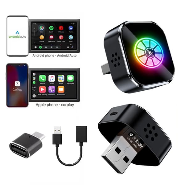 2026 mallin 2-in-1 langaton CarPlay- ja Android Auto -sovitin, musta Black