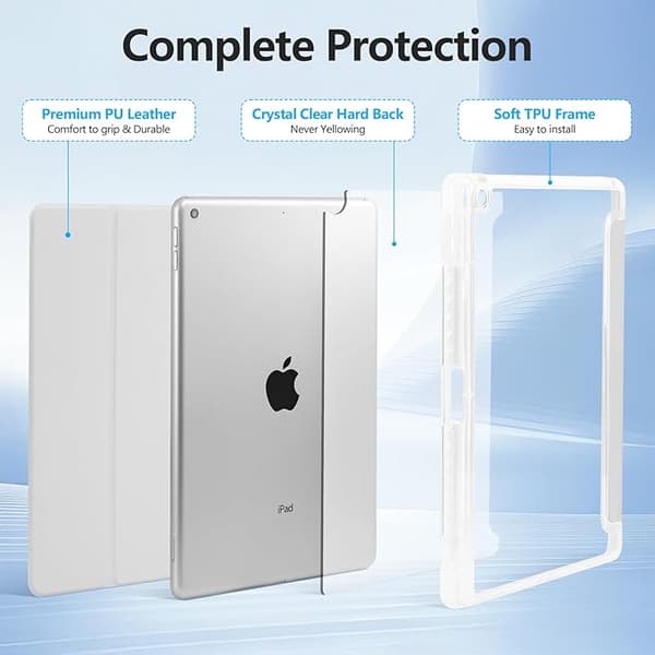 Fodral för 2022 iPad 10,9 tum (10:e generationen), med pennhållare, transparent baksida blå Blue