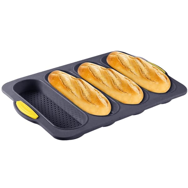 Silikone Brødform med 4 rum, non-stick til sort franskbrød
