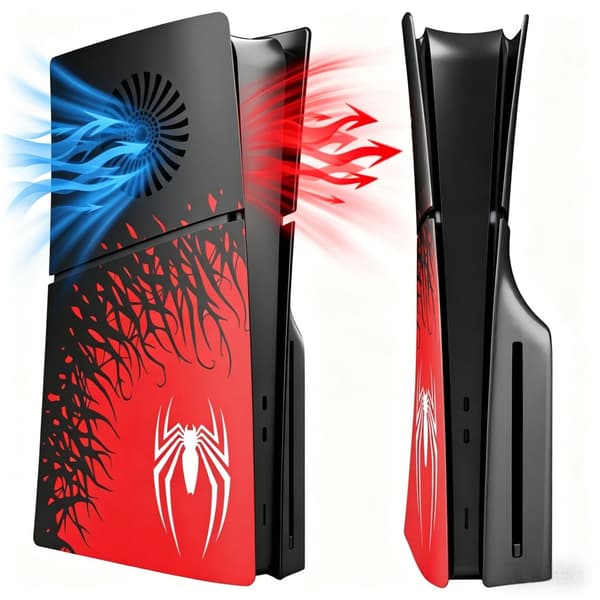 Kontrolpanel til PS5 Slim -2.0 (Digital version), Lavet af ABS-materiale med varmeafledningsdesign Rød Red