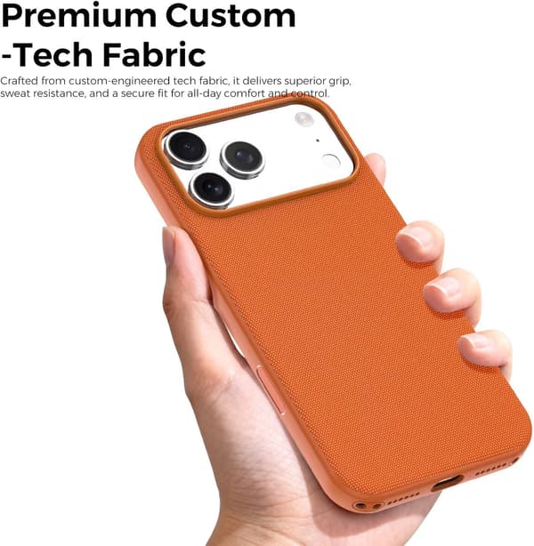 Etui til iPhone 17 Pro Max, premium vævet tekstur, faldresistent og stødabsorberende orange orange