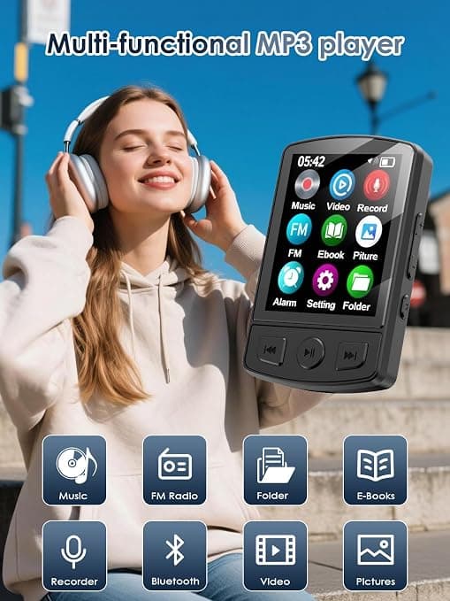 MP3-soitin - tukee Bluetooth 5.2:ta, HiFi-kaiuttimet (32 Gt)
