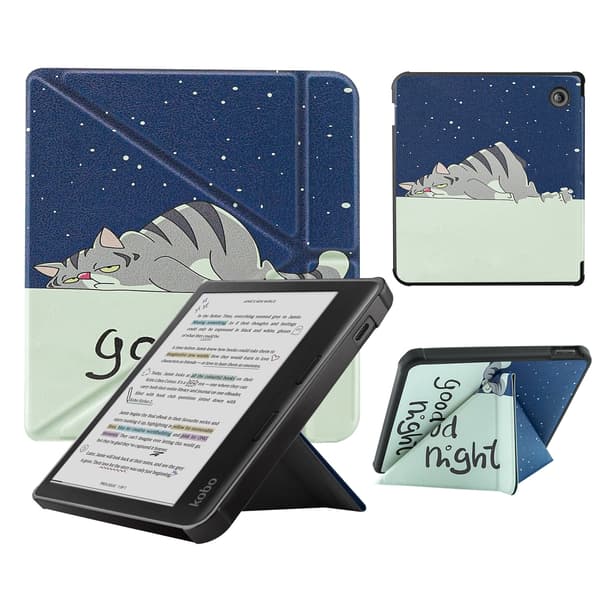 Fodral för Kobo Libra Colour (2024) e-läsare, stöder automatiskt viloläge Blå Katt