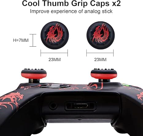 Etui til Xbox One-controller, inkluderer to tommelfingergrebshætter rød red