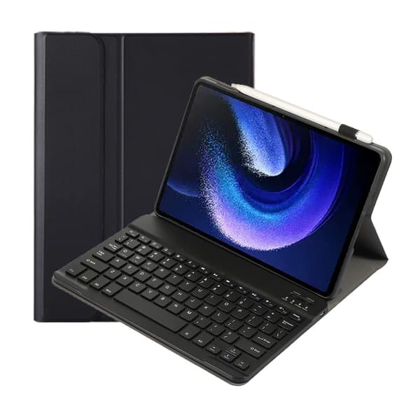 Etui til Honor Tablet 9 12,1-tommer, og inkluderer et PU-læderstativ og Bluetooth-tastatur Sort