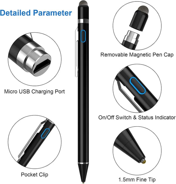 Universal stylus - Til iPhone/iPad Pro/Mini/Air/Samsung og andre touchscreens Sort