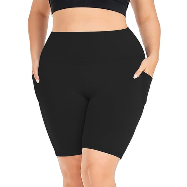 Naisten Plus-koon Joogashortsit - Taskuilla - 2XL Musta Black