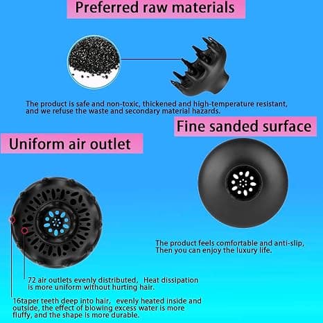 Universal hårtørrer-diffuser, til hårtørrere med en diameter på 1,7-1,8 tommer.
