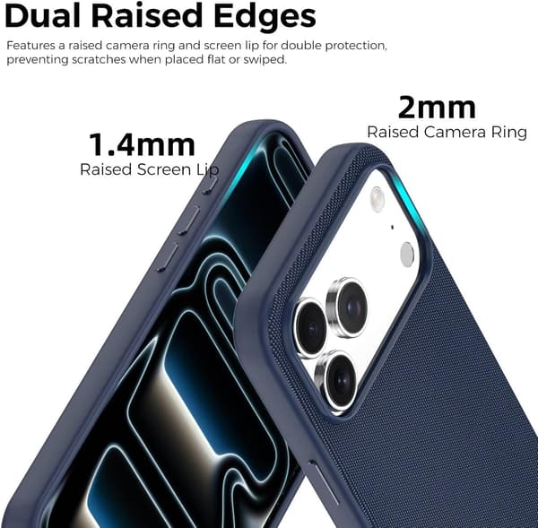 Etui til iPhone 18 Pro Max, førsteklasses vevd tekstur, fallbestandig og støtabsorberende mørkeblå dark blue
