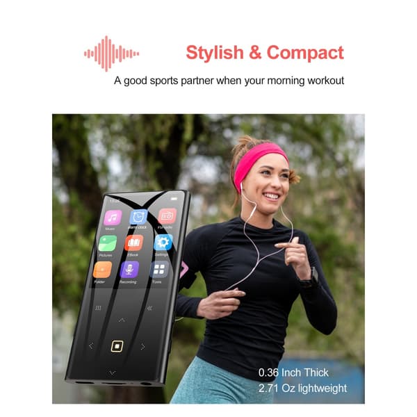 Bærbar Bluetooth MP3-afspiller med touchskærm og 32 GB