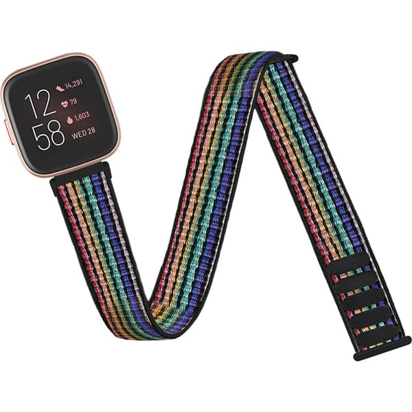 Nylon Sportsurrem til Fitbit Versa 2, ankel/arm, elastisk rainbow