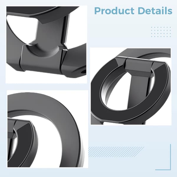 Magnetisk Fingerringholder, Dobbeltsidet, 360° Rotation, Universal til Smartphones Sort Black
