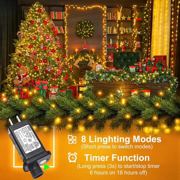 Juletrelys, 100FT 300 LED, 8 moduser, vanntett, plugg inn hvit white