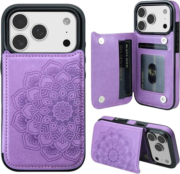Fodral till iPhone 17 Pro - kortplats, magnetisk stängning, plånboksdesign Mint