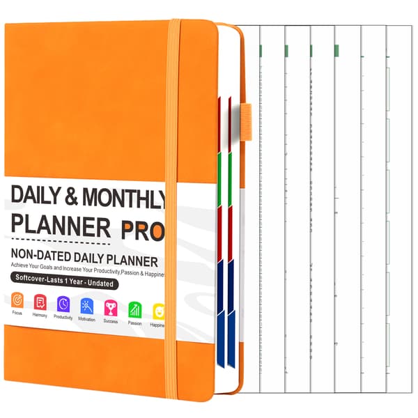 A5 planlegger – 100 gsm hardt papir, egnet for kontor- og studiearbeid Oransje