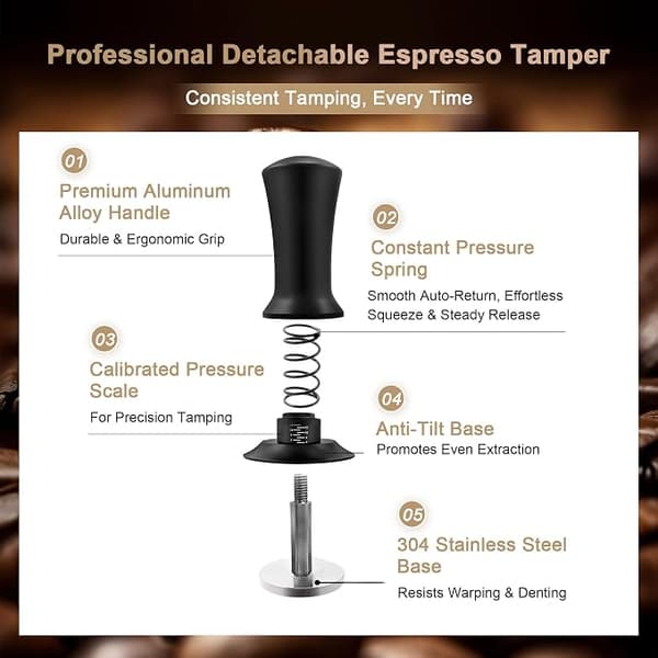 58 mm Barista Espressostamper i Rustfrit Stål (Sort)