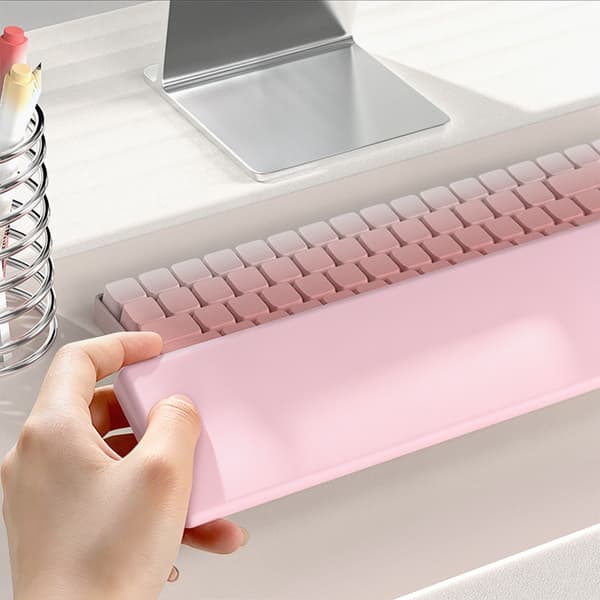 Musemåtte, håndledsstøtte til tastatur i silikone, lyserød Pink