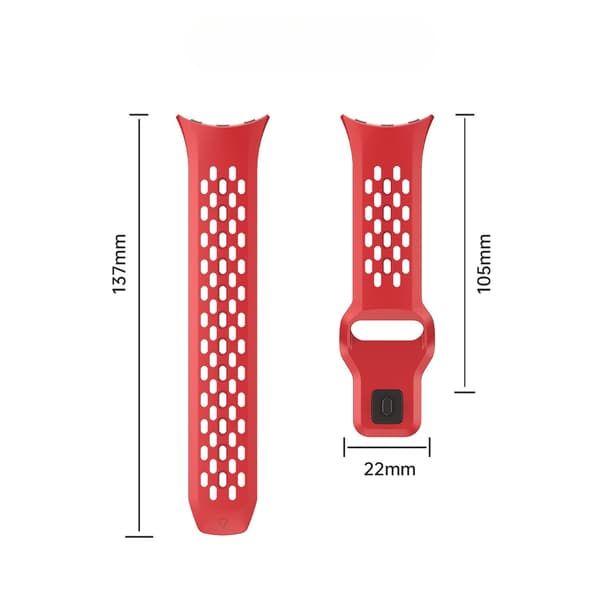 Silikonklokkerem til Google Pixel Watch 5/4/3-45mm, perforert design for pusteevne Rød Red