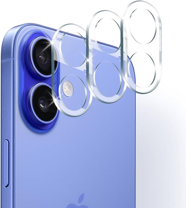 Linsskydd i härdat glas för iPhone 17 (2025)/ iPhone 16/ iPhone 16 Plus (3-pack) - Högupplöst klart