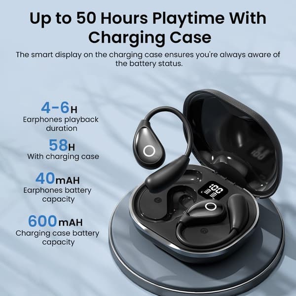 Trådlösa Bluetooth-hörlurar M95 – Bluetooth 5.4, smart display, tydliga samtal 黑色