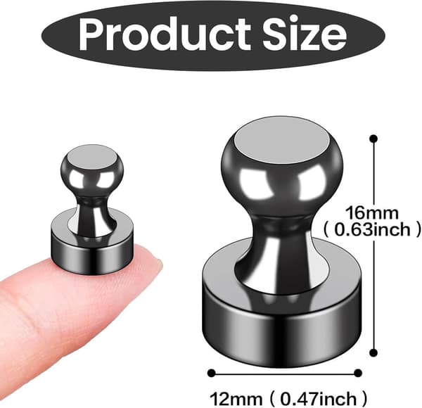 Kylskåpsmagneter (12-pack) för skåp och whiteboards (svarta)