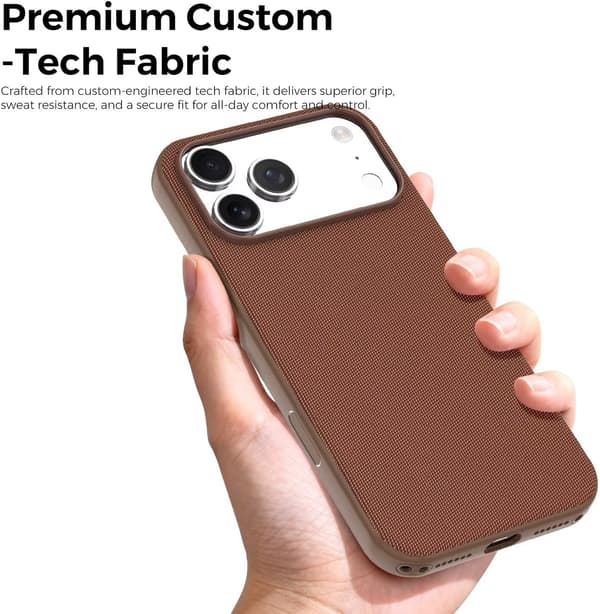 Etui til iPhone 17 Pro Max, premium vævet-tekstur finish, faldresistent og stødabsorberende brun brown