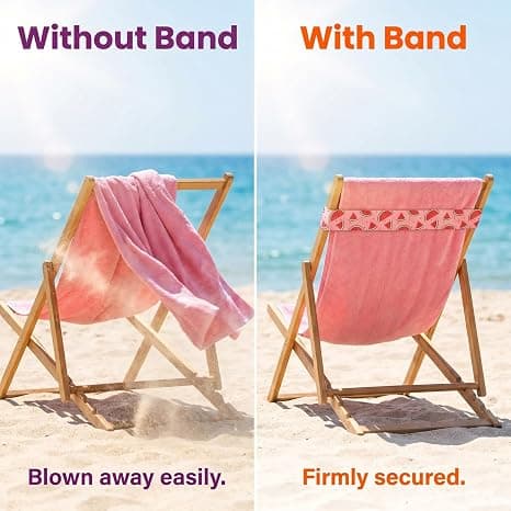 Strandstolhåndklestropper, elastisk polyester, 80 cm når strukket, vindtett og sklisikker, 8-pakning. Flerfarget multicolor
