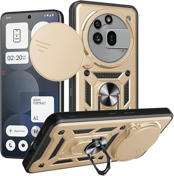 For Nothing Phone 3A Pro 5G-deksel med skyvbart kameradeksel (gull)