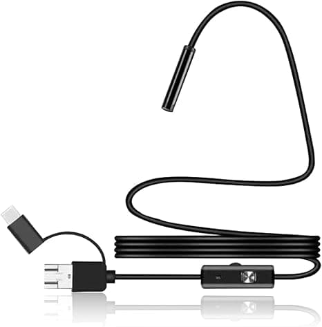 Endoskopisk kamera med justerbart LED-lys, 1M fleksibelt kabel
