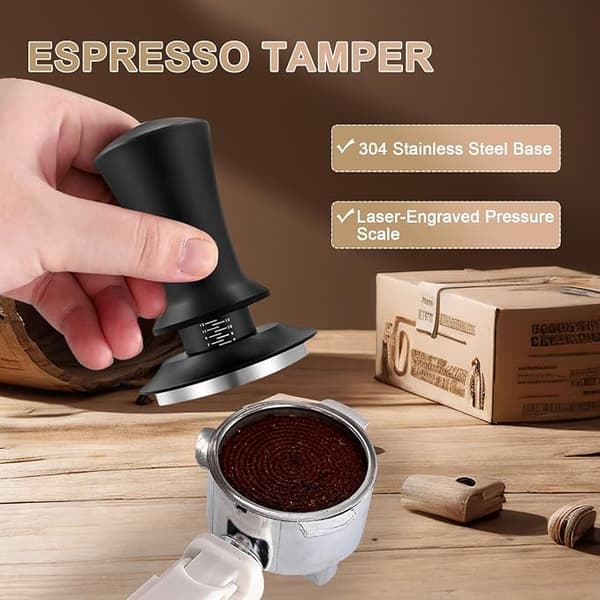 58 mm Barista Espressostamper i Rustfrit Stål (Sort)
