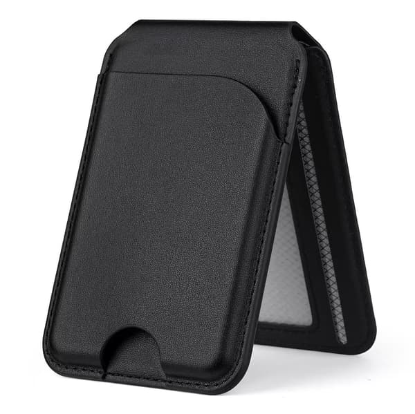 Magnetisk kortholder, 3 kortpladser, foldbart PU-læderstativ Sort Black