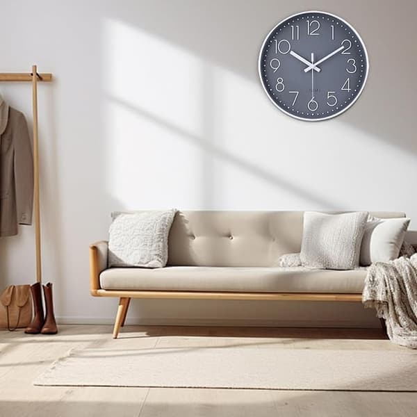 Väggklocka - Modern liten väggklocka, batteridriven, 30 cm, tyst, analog klassisk modell Mörkgrå Dark gray