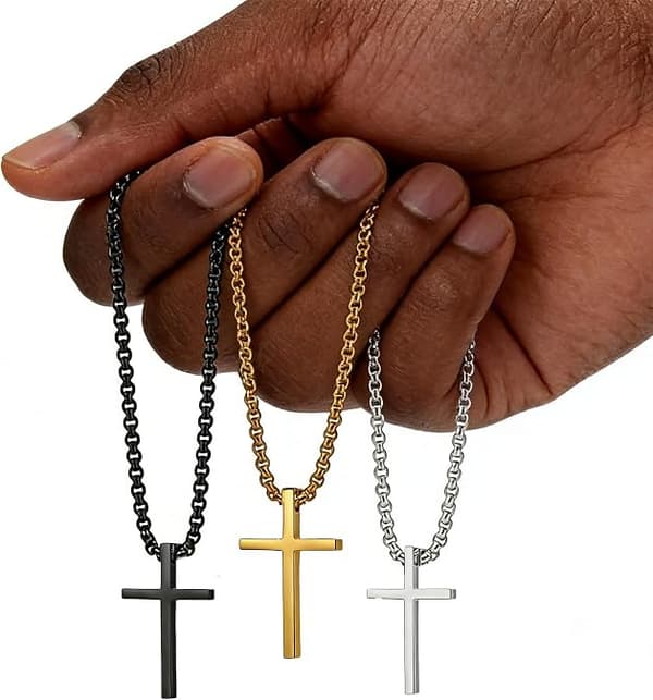 Halskæde med kors til kvinder, rustfrit stål (tre stykker)