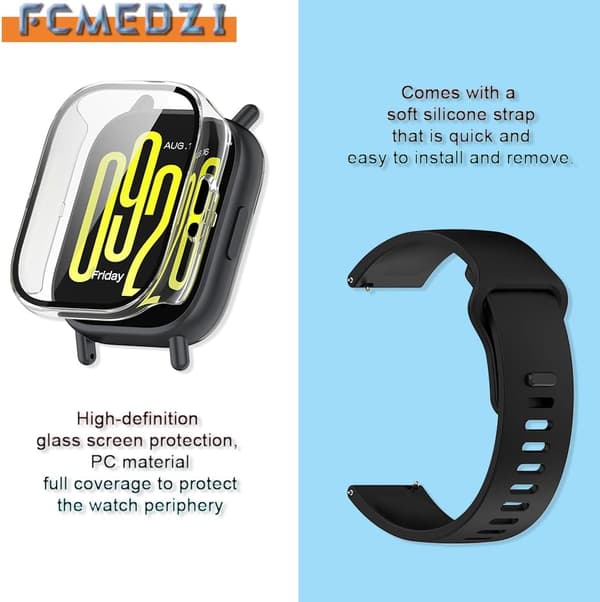 3-in-1 näytönsuoja- ja rannekesarja Redmi Watch 5 Active -älykellolle, harmaa Gray