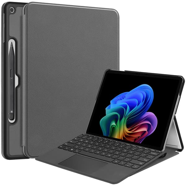 Kotelo Microsoft Surface Pro 12-tuumaiselle (2025 malli), Bluetooth-näppäimistön suojus harmaa